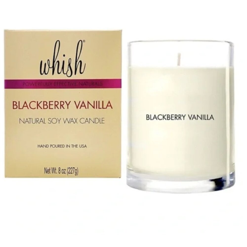 WHISH Natural Soy Wax Jar Candle Blackberry Vanilla 8 oz NIB